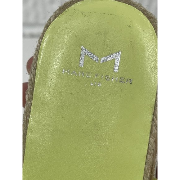 MARC FISHER Lime Green Braided Leather Espadrille Sandals sz 8 - Picture 7 of 9